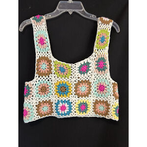 Crochet Granny Square Tank Crop Top Olivia’s Boutique Small Swim Boho Concerts